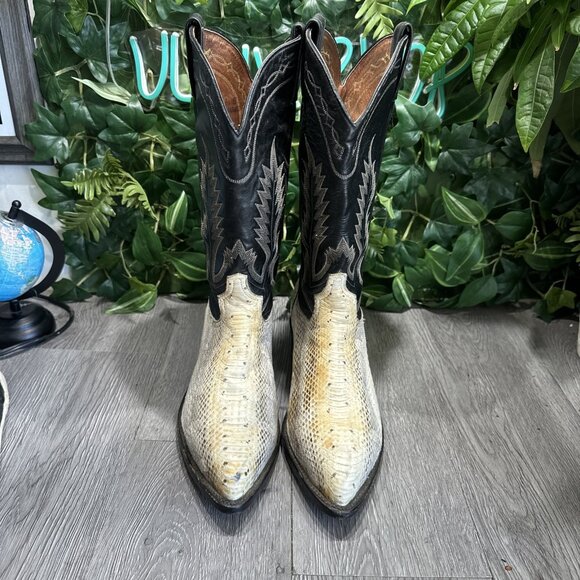 RARE Tony Lama Boots Men 9 EE Exotic Python Snakeskin. Gloss Upper Leather VTG main image 7